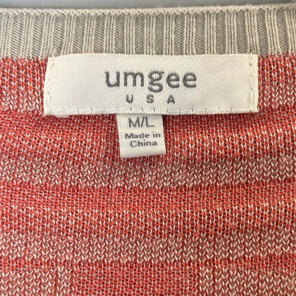 Umgee Coral and Cream Patterned Aztec Vest With Fringe Size M/L - Picture 5 of 8